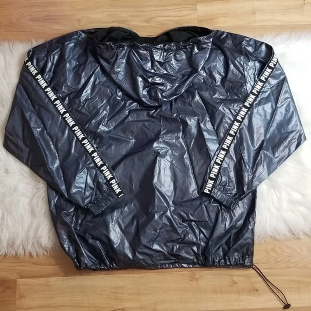 💎Victoria's Secret PINK Dark Blue Metallic Anorak - Picture 2 of 6